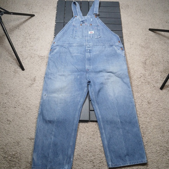 Roundhouse Other - Round House Brand Overalls Men's 48x26 Blue Carpenters Bib Made in USA Vtg JB135